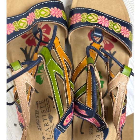 L’Artiste Women’s 10 Spring Step Loma Multicolor Leather Lace Strappy Sandal NEW - Picture 7 of 9